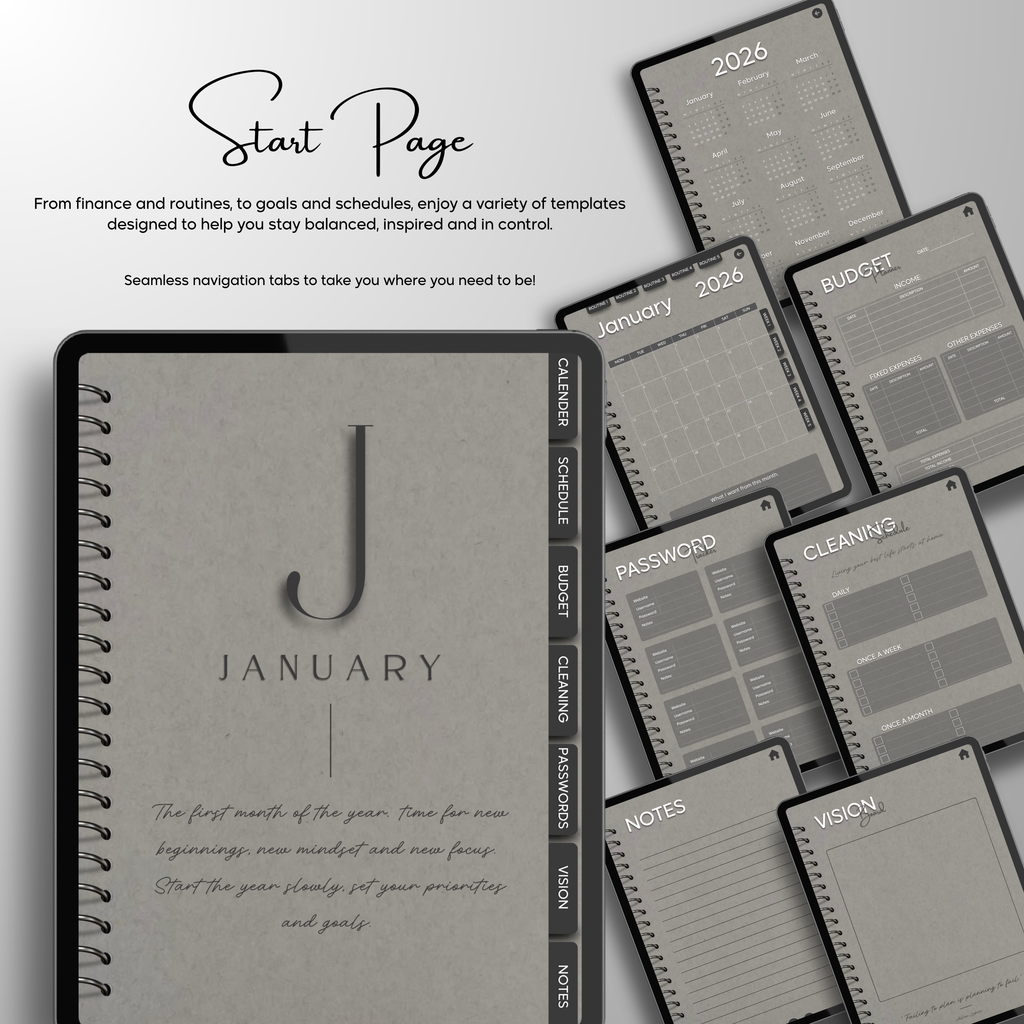 Monthly| Weekly| Daily Digital Planner (Single Month)