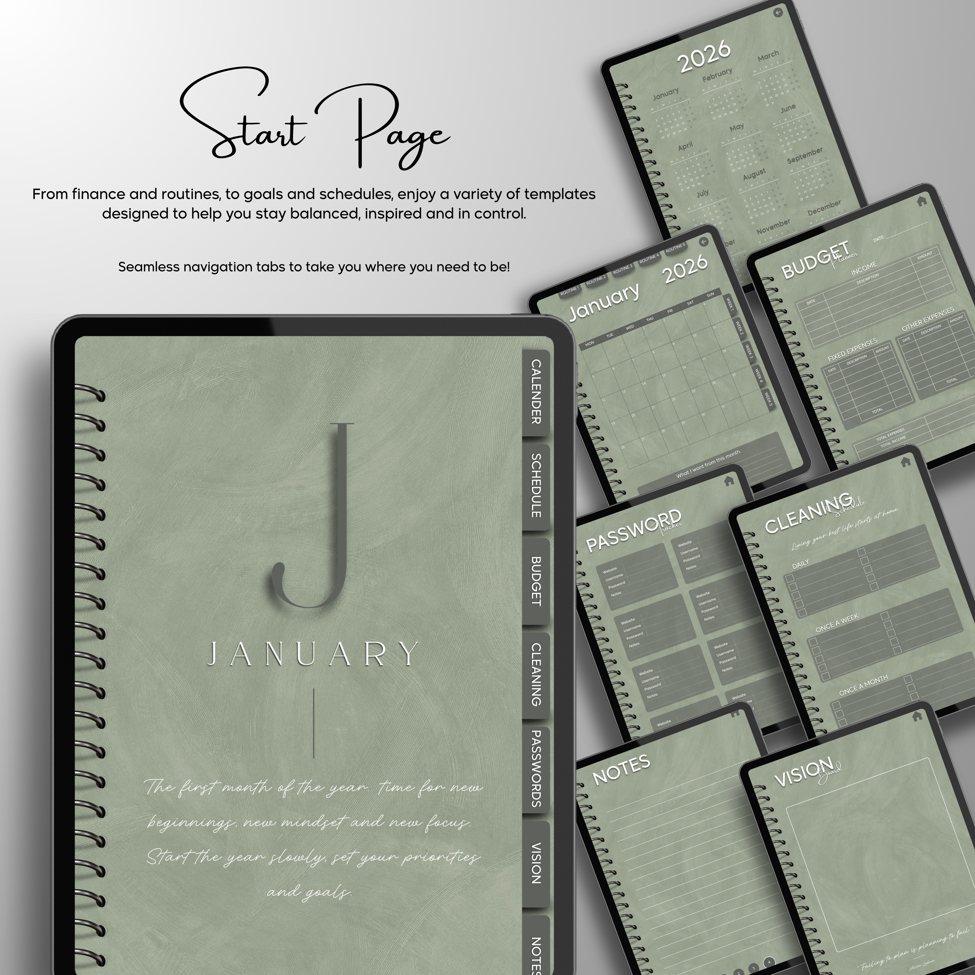 Monthly| Weekly| Daily Digital Planner (Single Month)