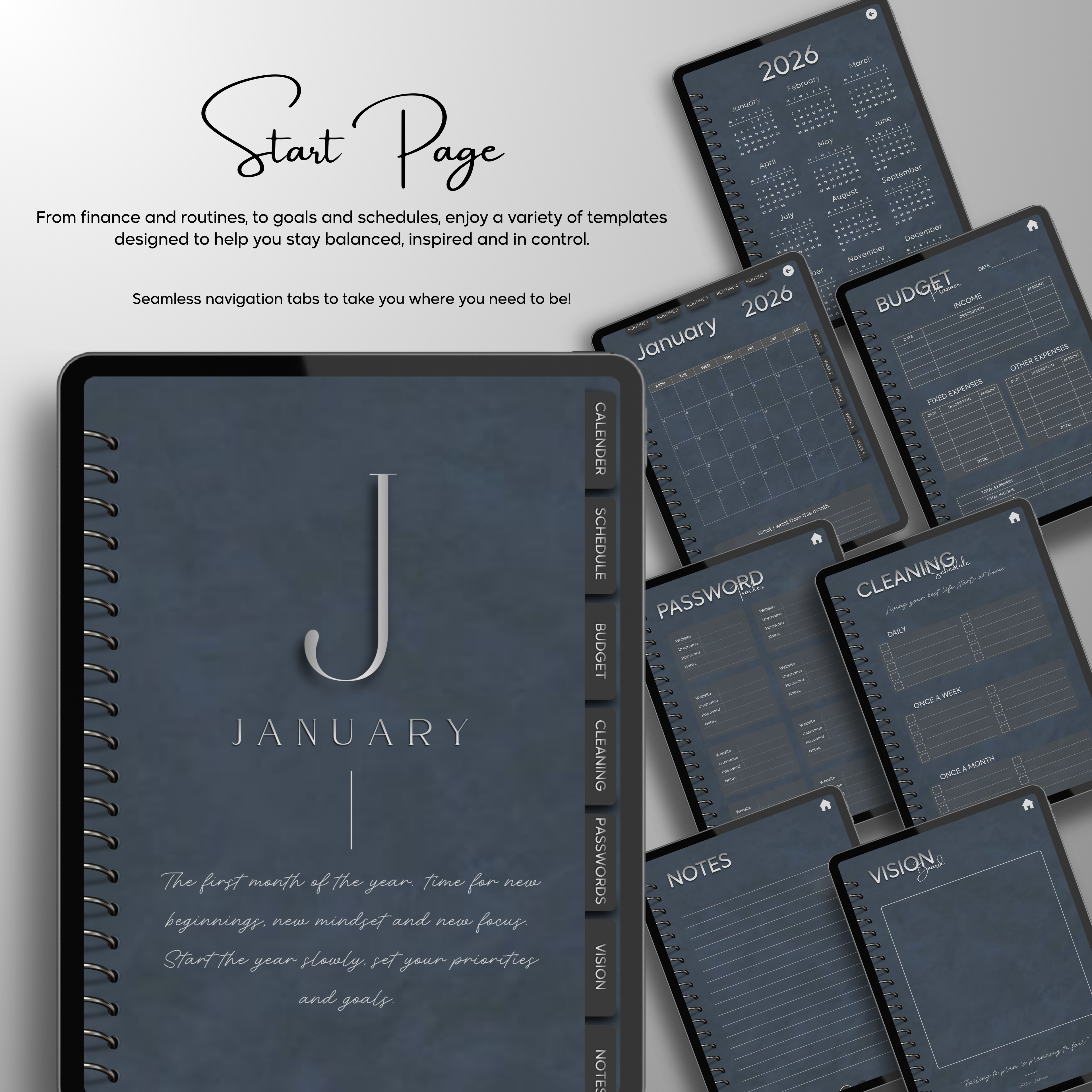 Monthly| Weekly| Daily Digital Planner (Single Month)