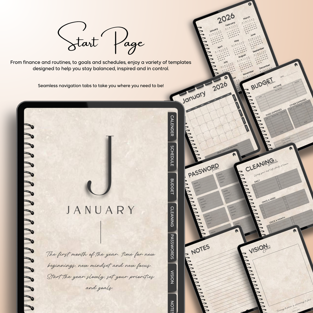 Monthly| Weekly| Daily Digital Planner (Single Month)