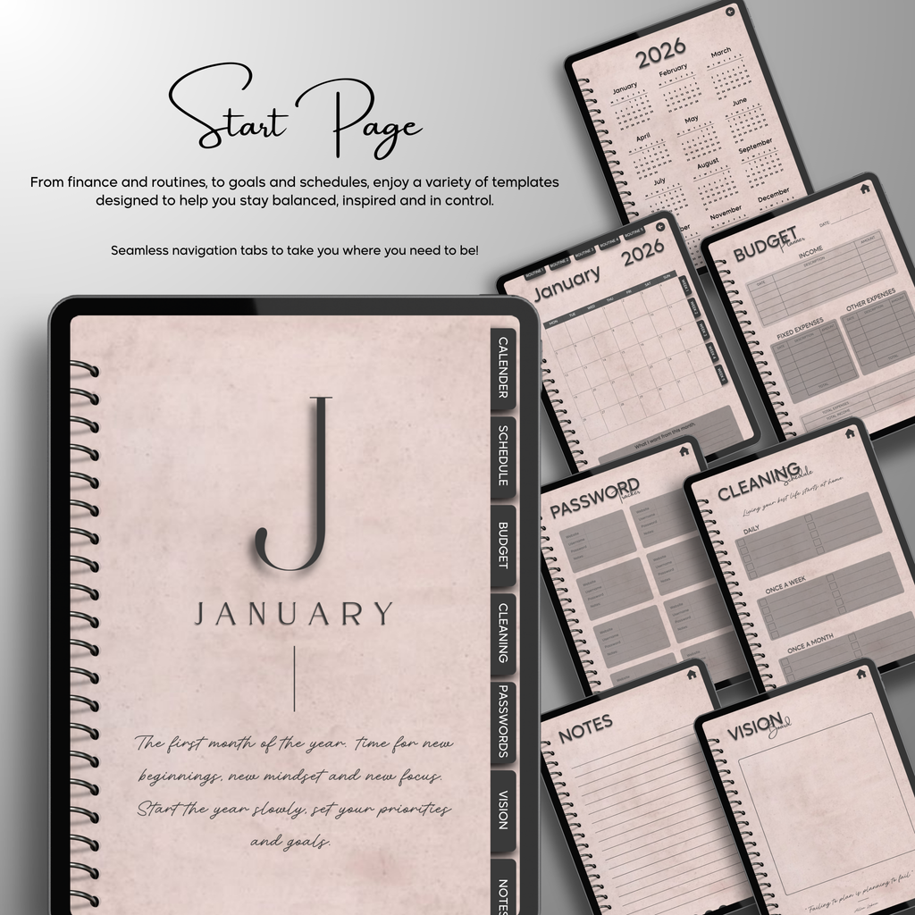 Monthly| Weekly| Daily Digital Planner (Single Month)