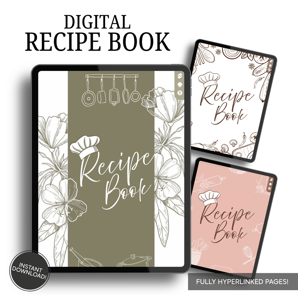 Digital Recipe Book & Meal Planner (Fully Hyperlinked)