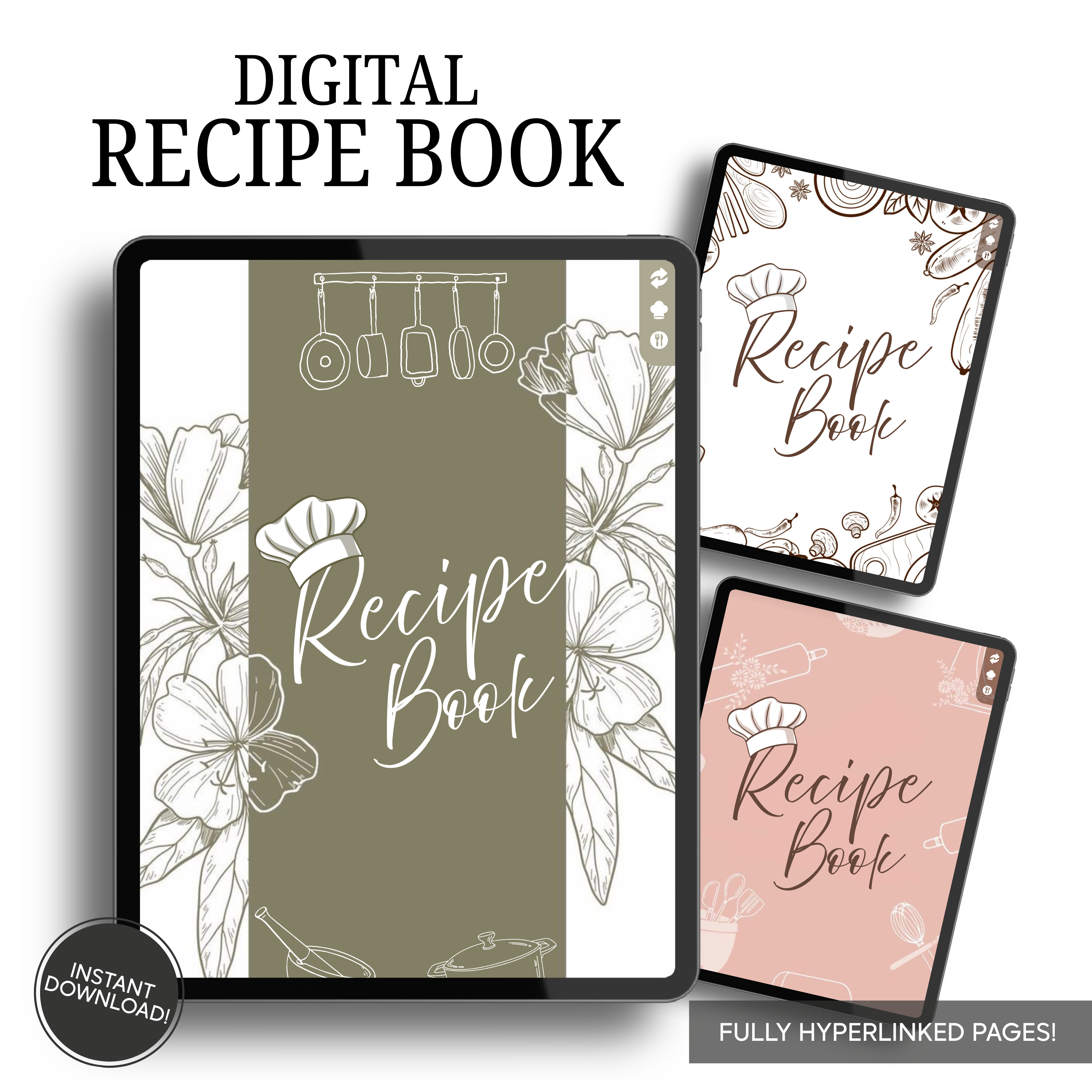 Digital Recipe Book & Meal Planner (Fully Hyperlinked)