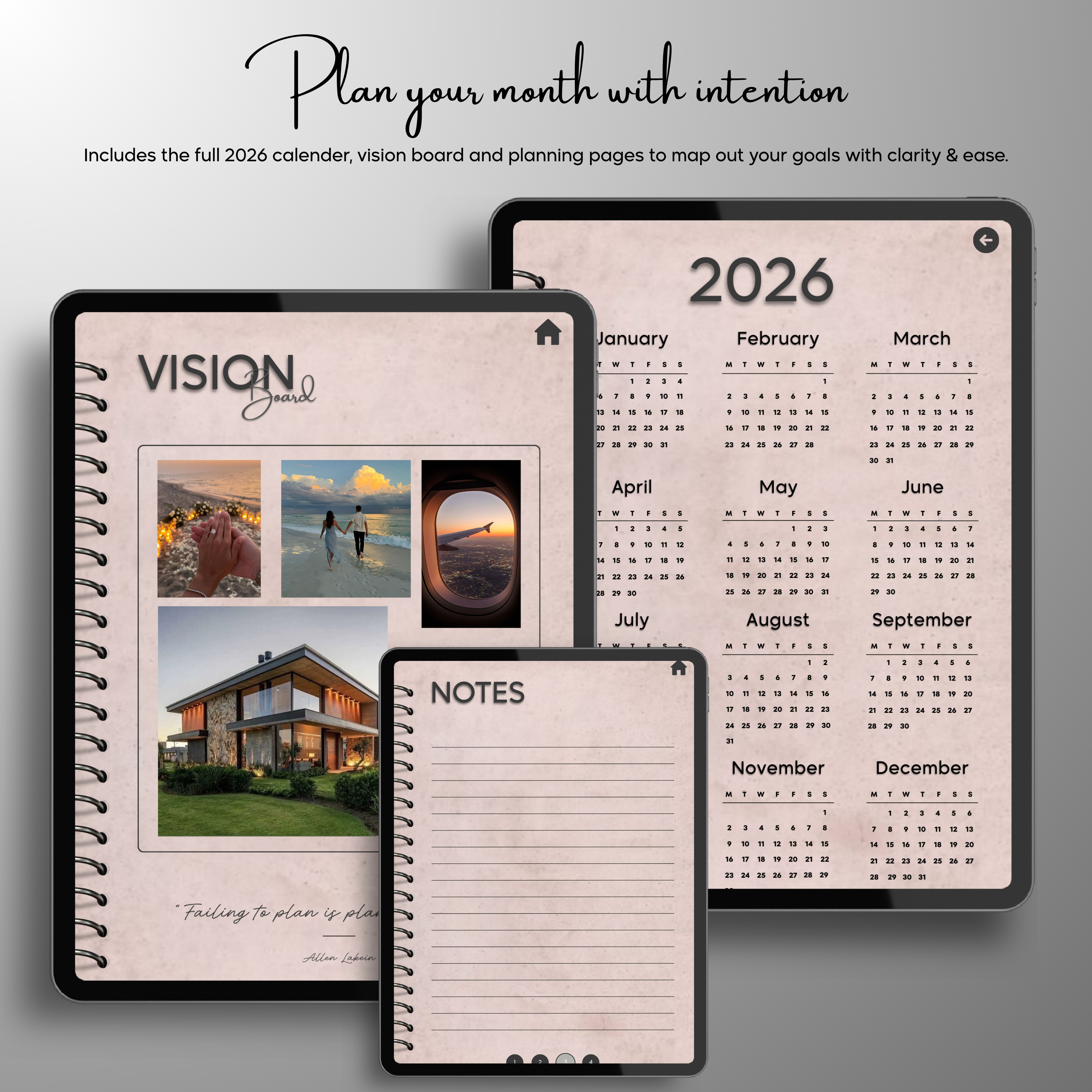 Monthly| Weekly| Daily Digital Planner (Single Month)