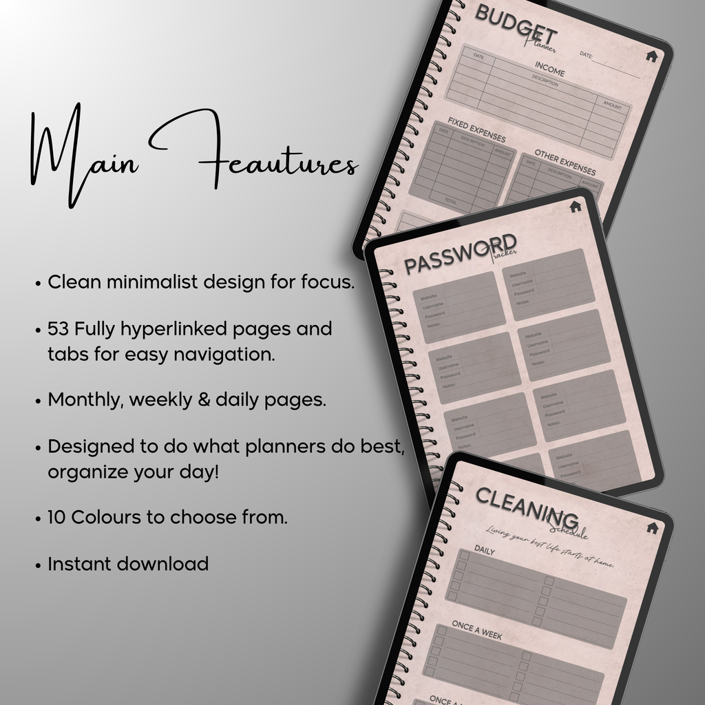 Monthly| Weekly| Daily Digital Planner (Single Month)