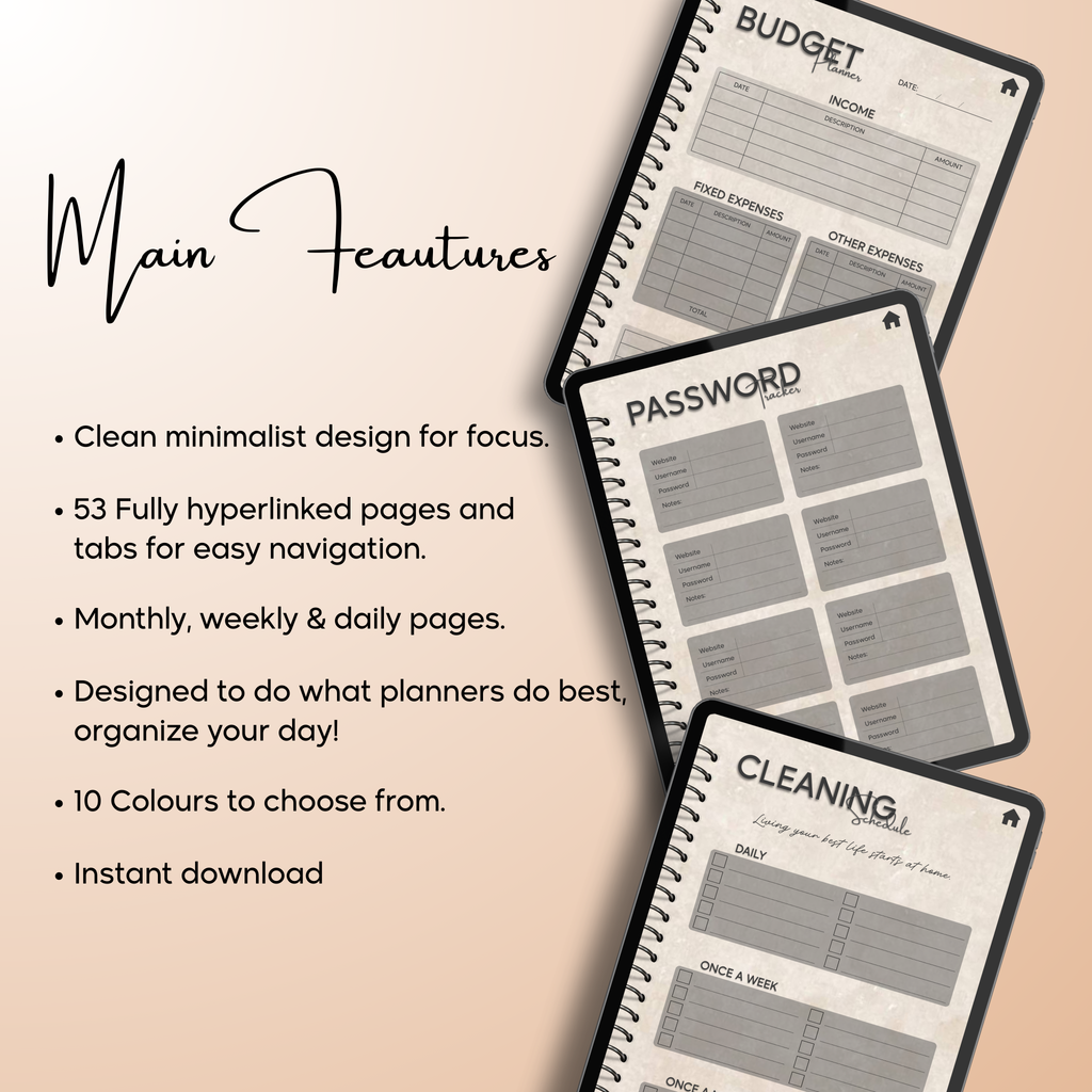 Monthly| Weekly| Daily Digital Planner (Single Month)