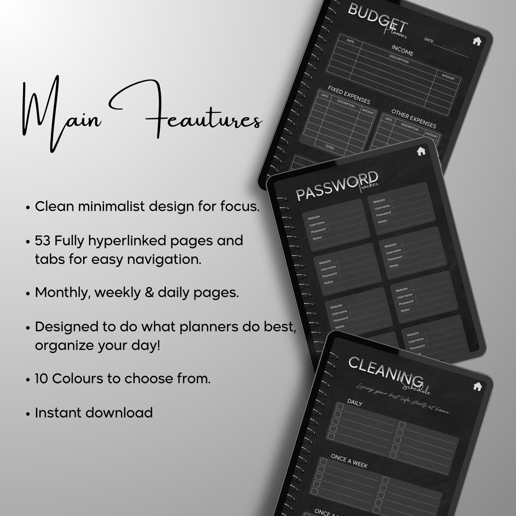 Monthly| Weekly| Daily Digital Planner (Single Month)