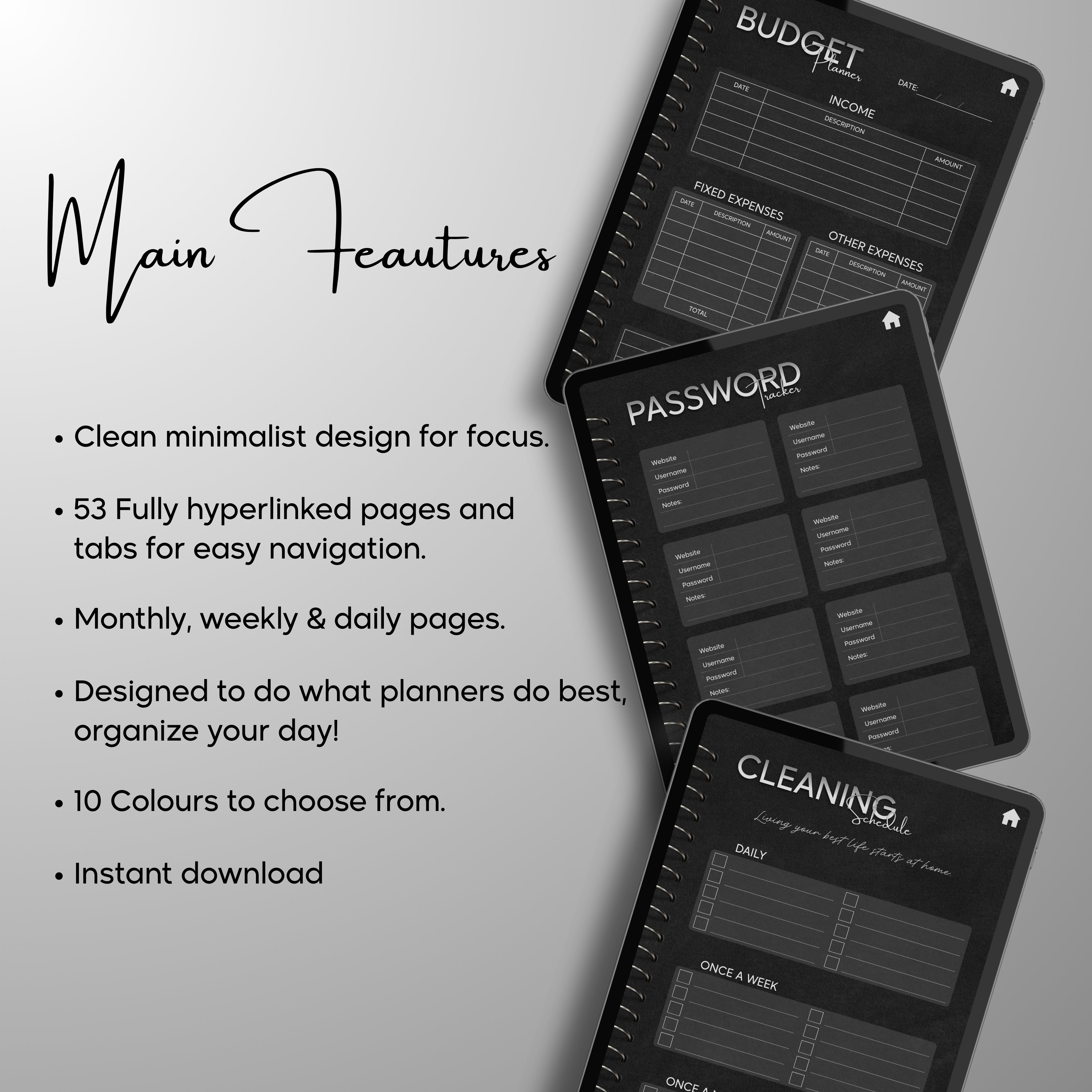 Monthly| Weekly| Daily Digital Planner (Single Month)