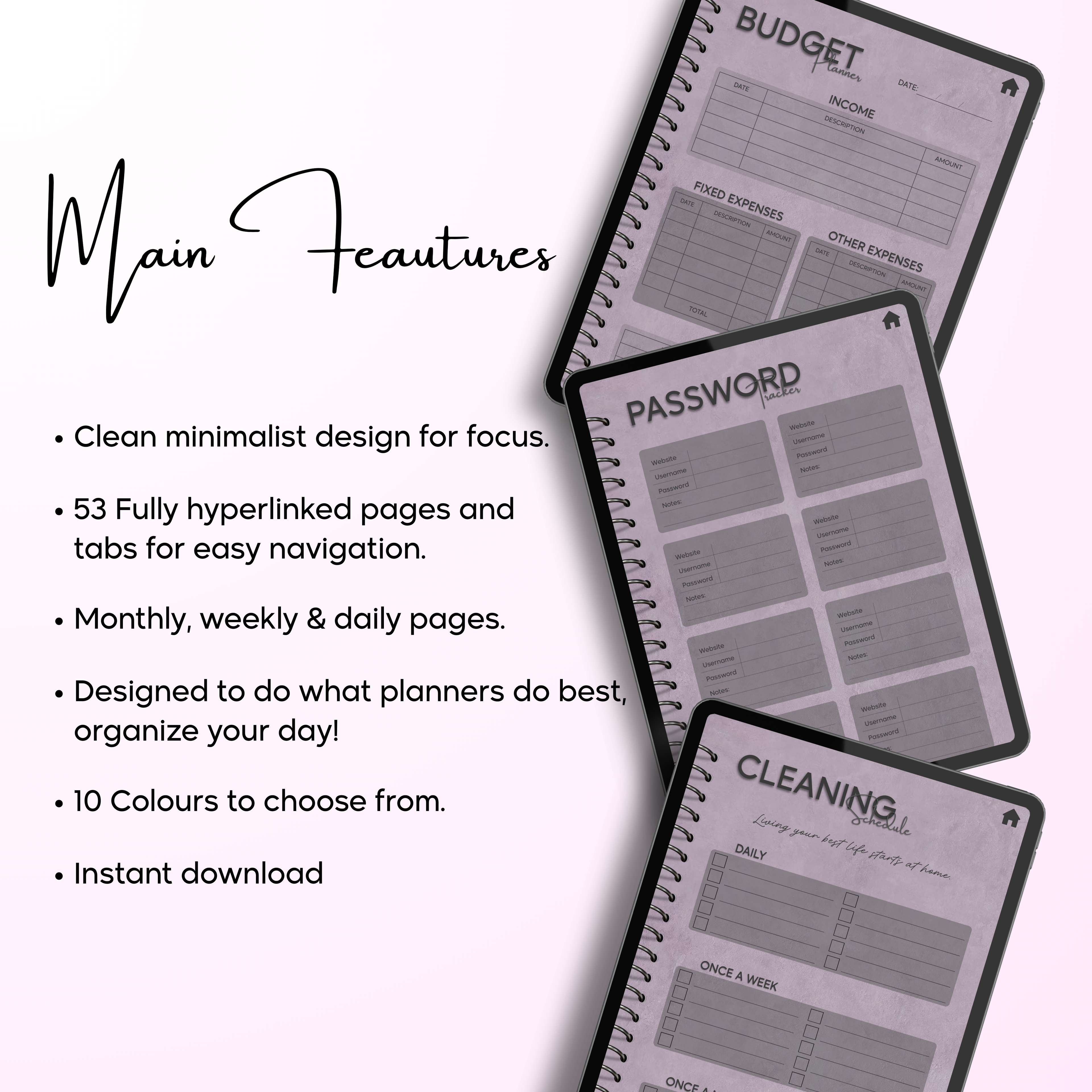 Monthly| Weekly| Daily Digital Planner (Single Month)