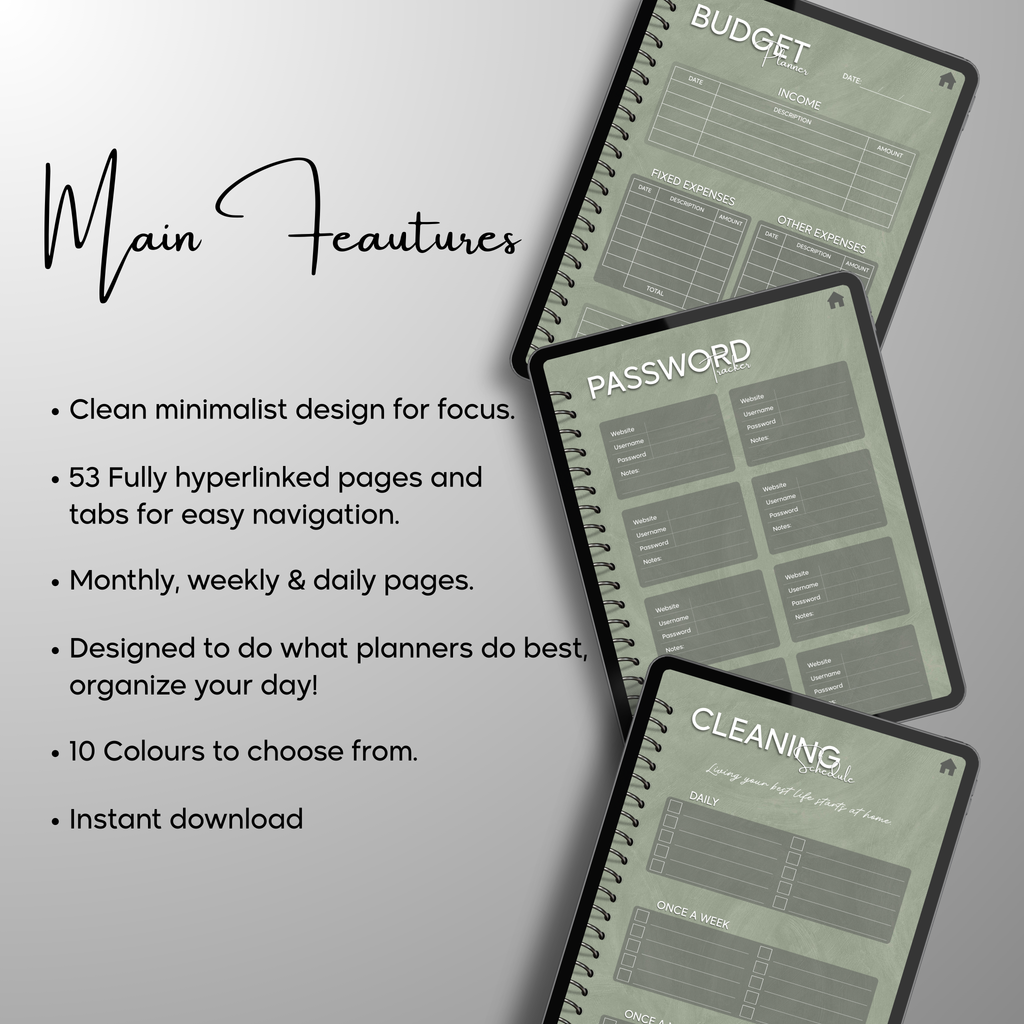 Monthly| Weekly| Daily Digital Planner (Single Month)