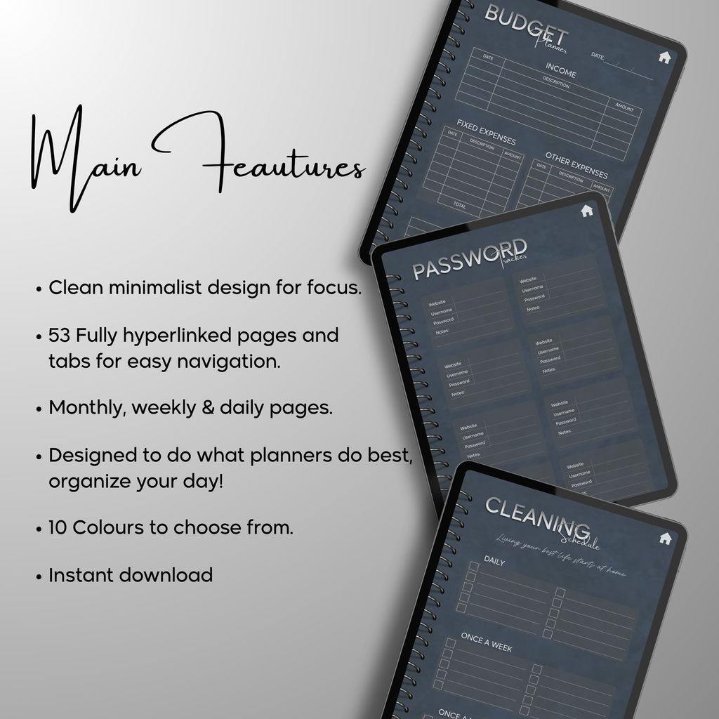 Monthly| Weekly| Daily Digital Planner (Single Month)