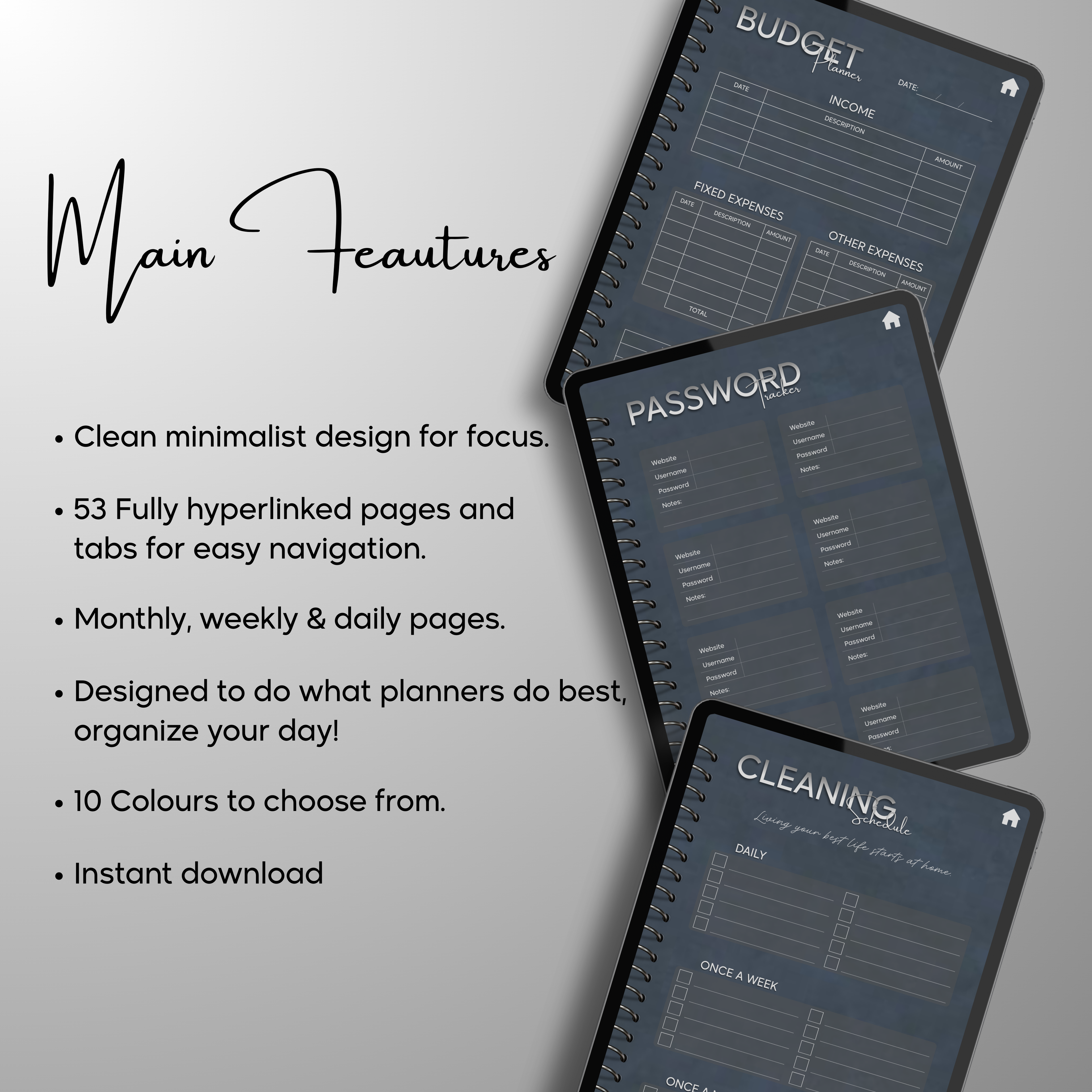 Monthly| Weekly| Daily Digital Planner (Single Month)