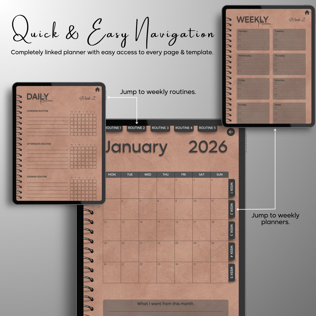 Monthly| Weekly| Daily Digital Planner (Single Month)