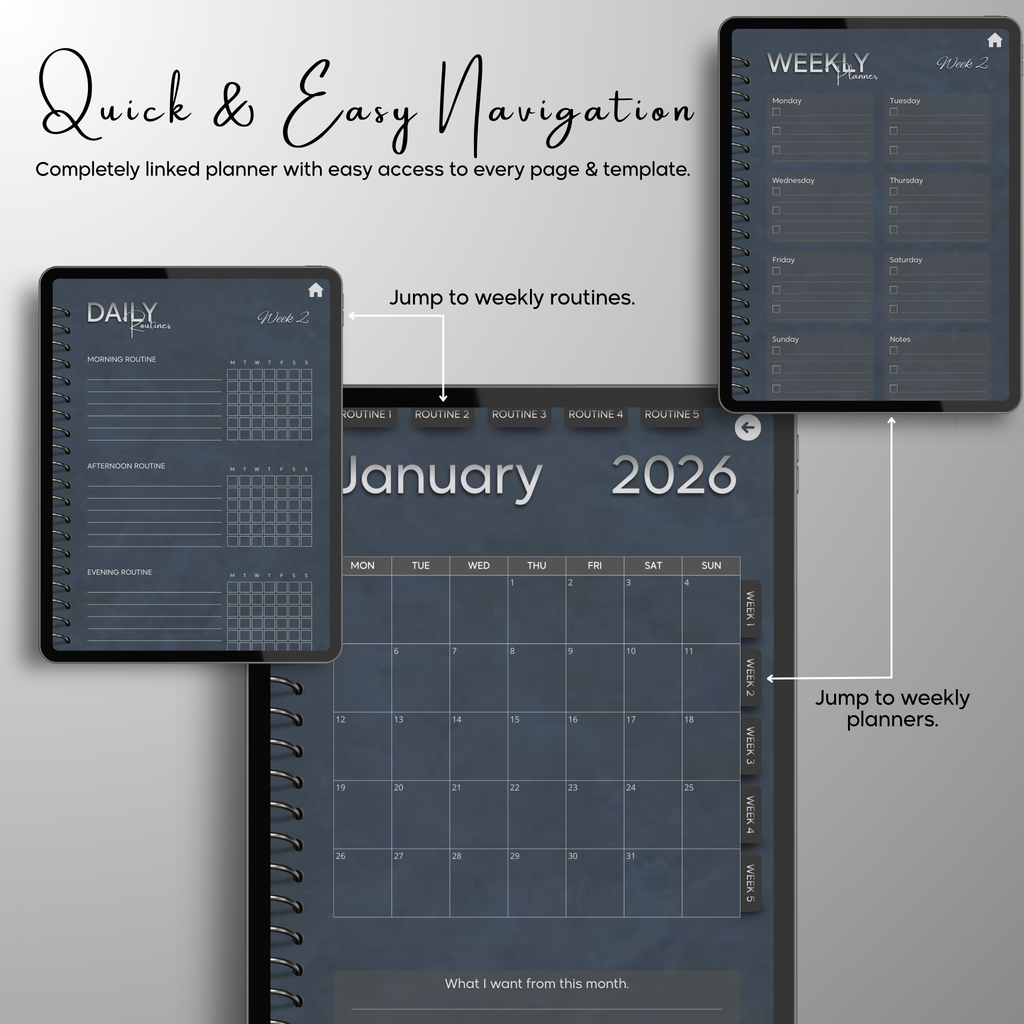 Monthly| Weekly| Daily Digital Planner (Single Month)