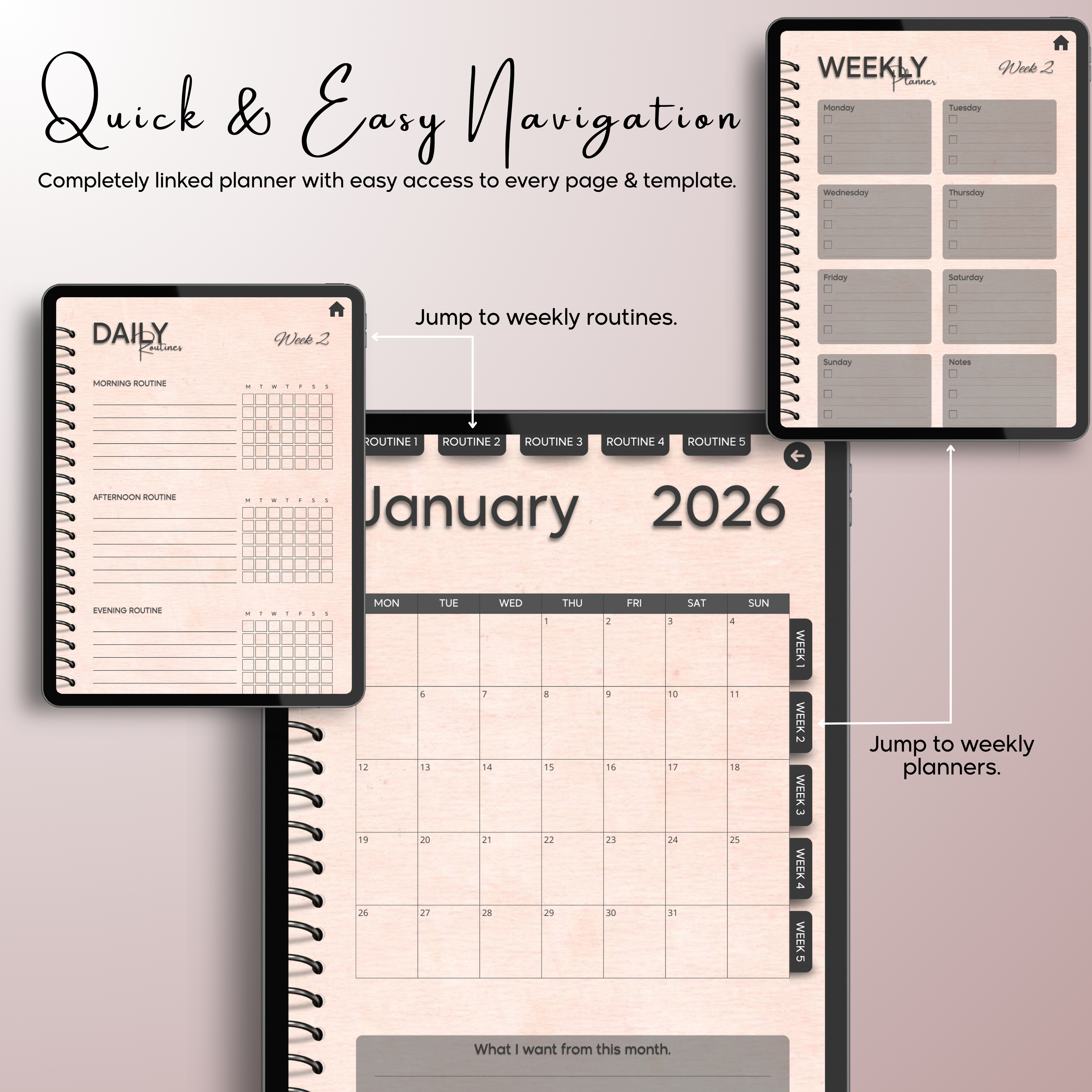 Monthly| Weekly| Daily Digital Planner (Single Month)