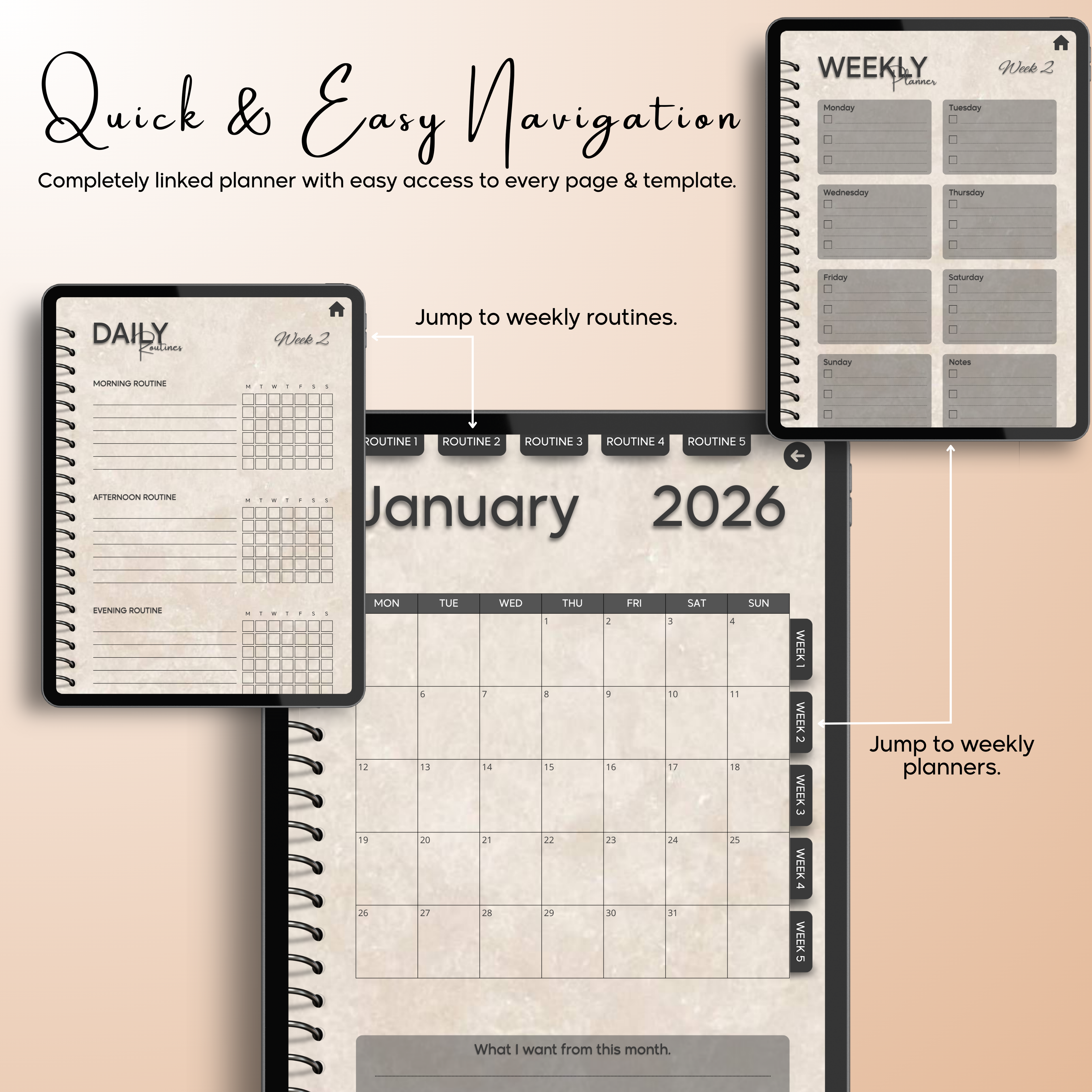 Monthly| Weekly| Daily Digital Planner (Single Month)