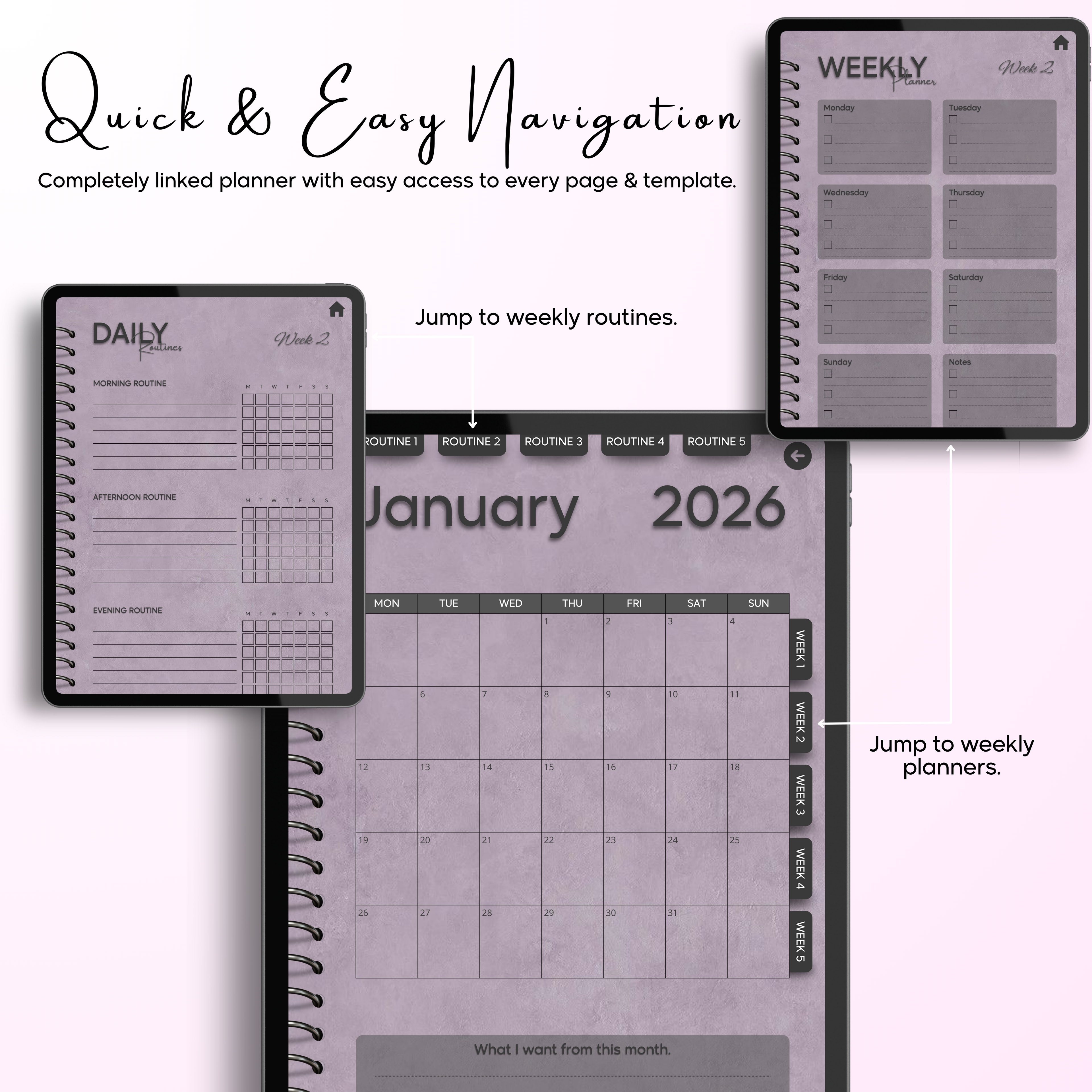 Monthly| Weekly| Daily Digital Planner (Single Month)