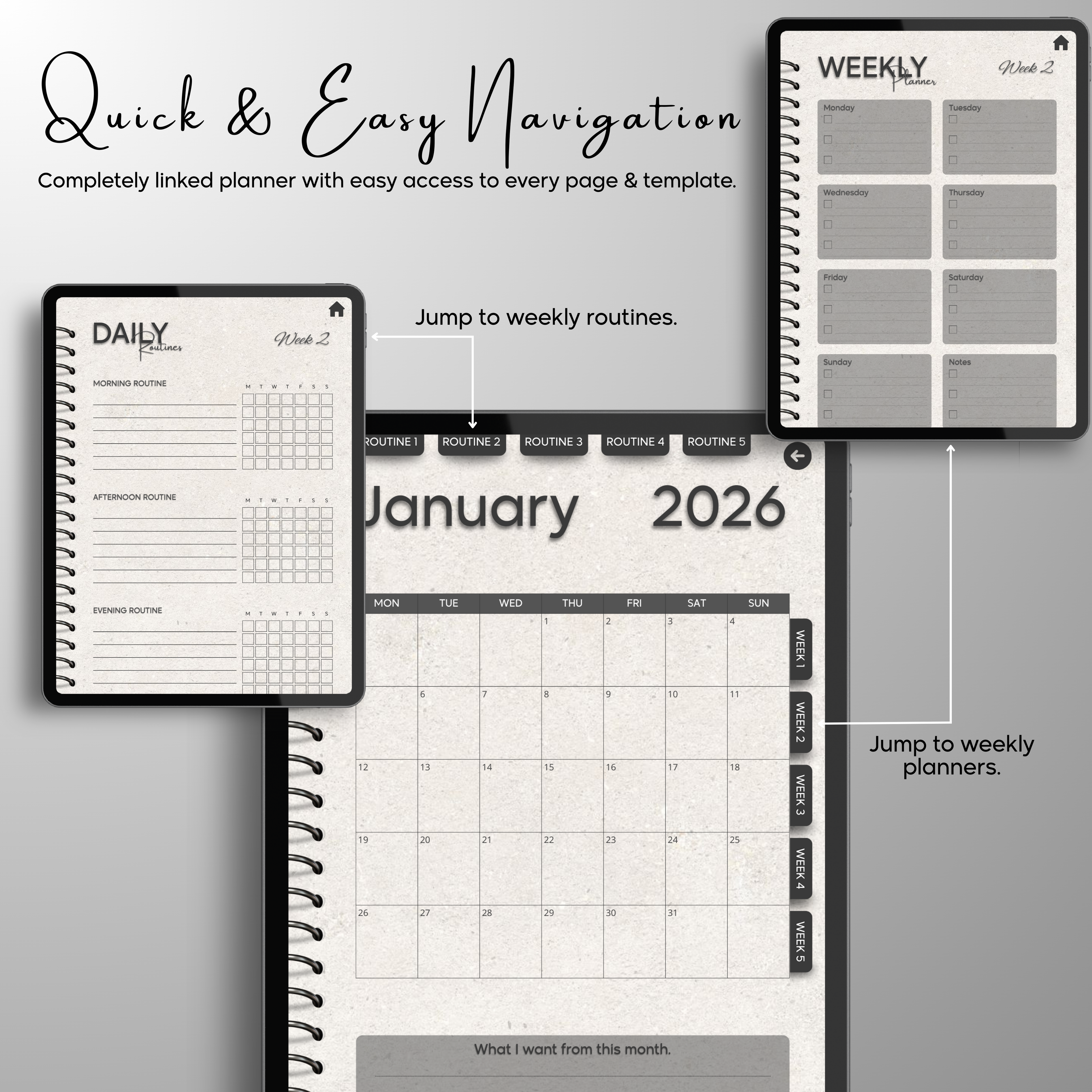Monthly| Weekly| Daily Digital Planner (Single Month)