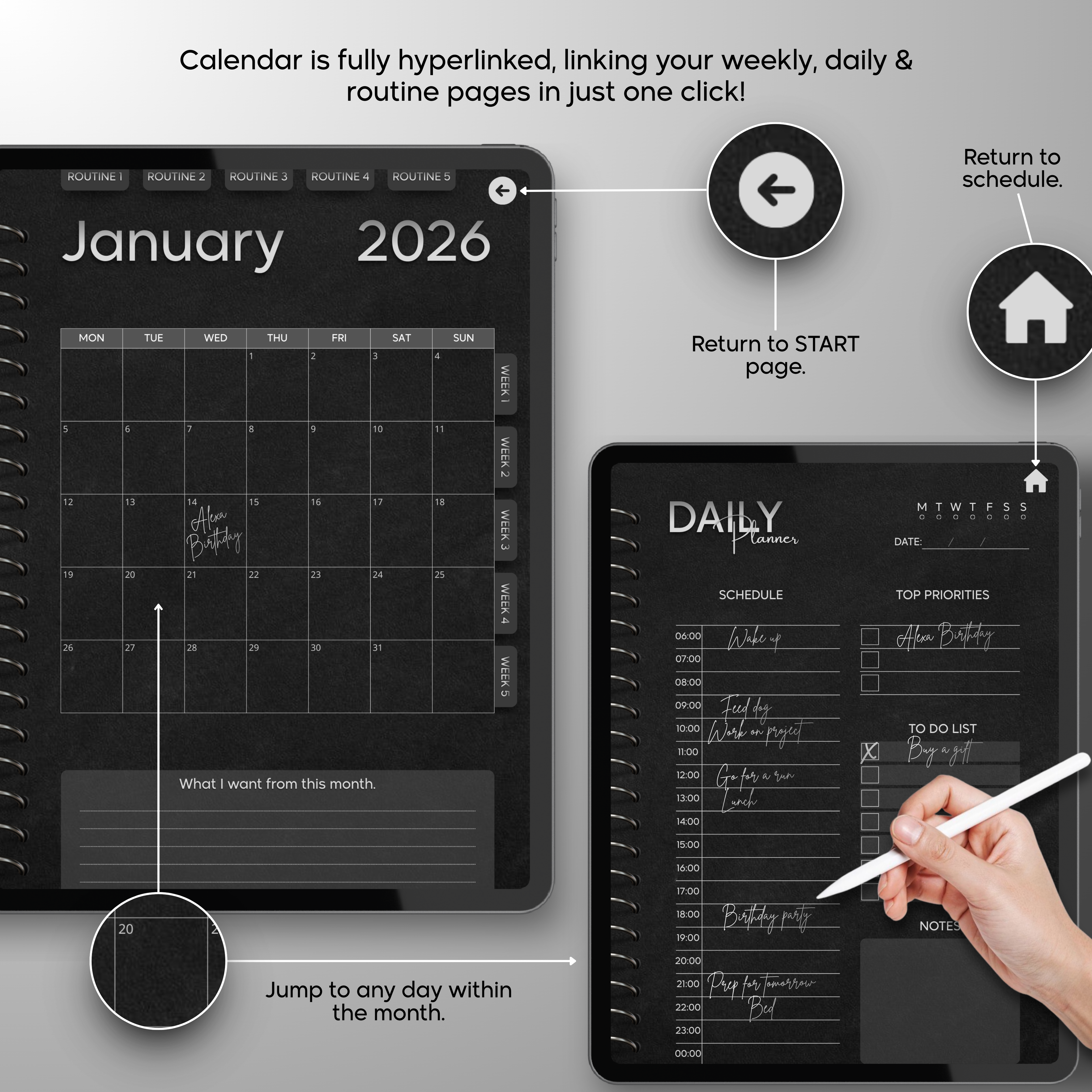 Monthly| Weekly| Daily Digital Planner (Single Month)