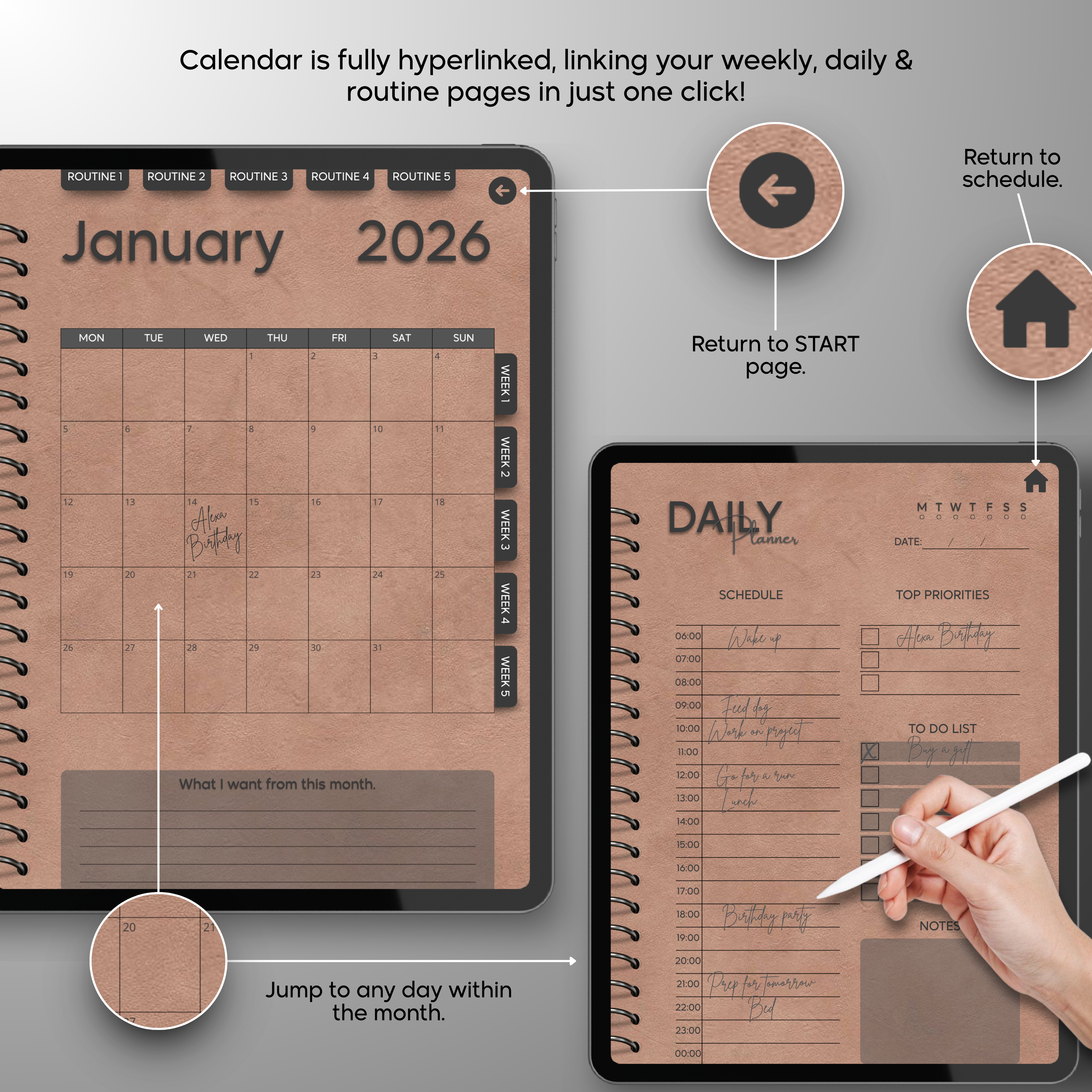 Monthly| Weekly| Daily Digital Planner (Single Month)