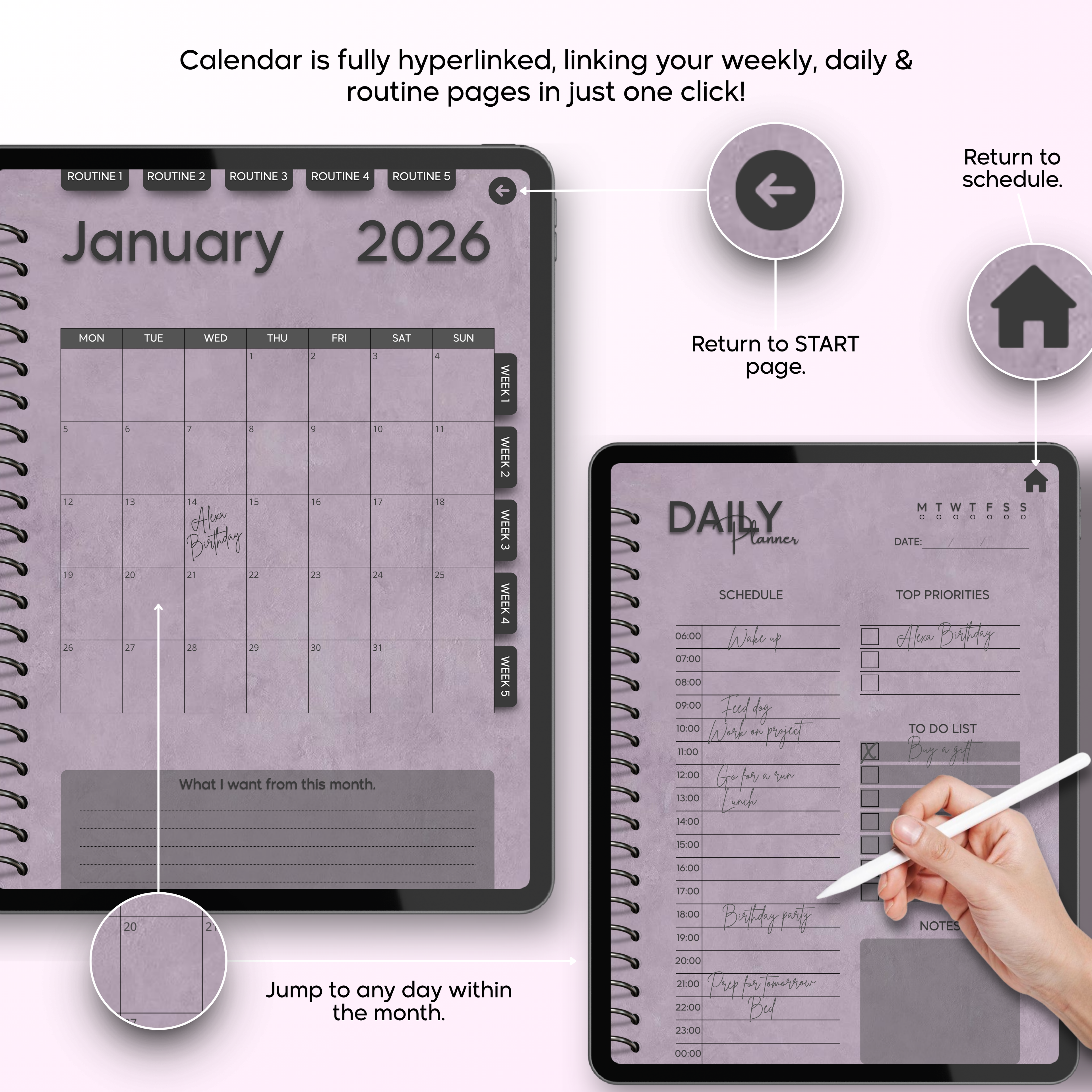Monthly| Weekly| Daily Digital Planner (Single Month)