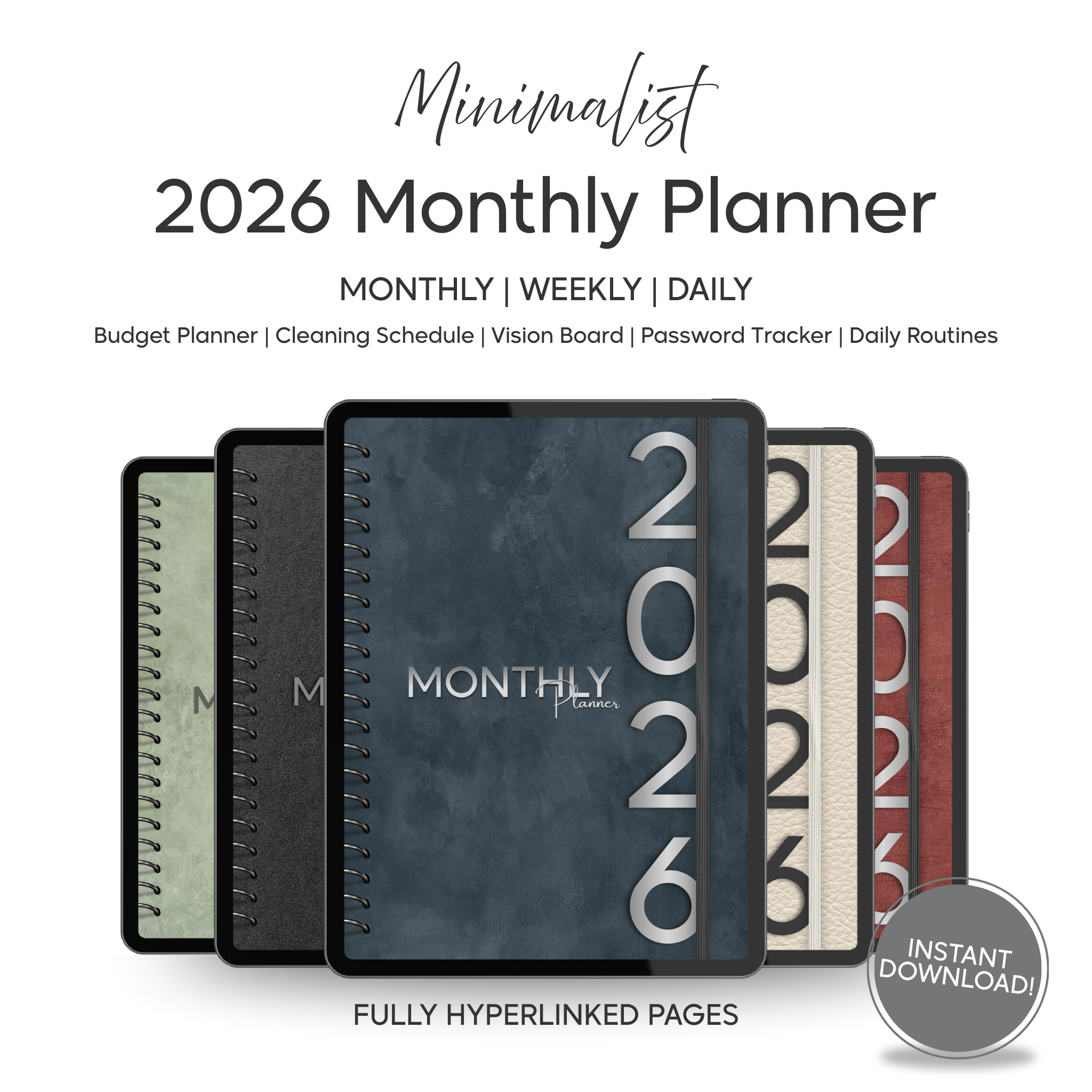 Monthly| Weekly| Daily Digital Planner (Single Month)