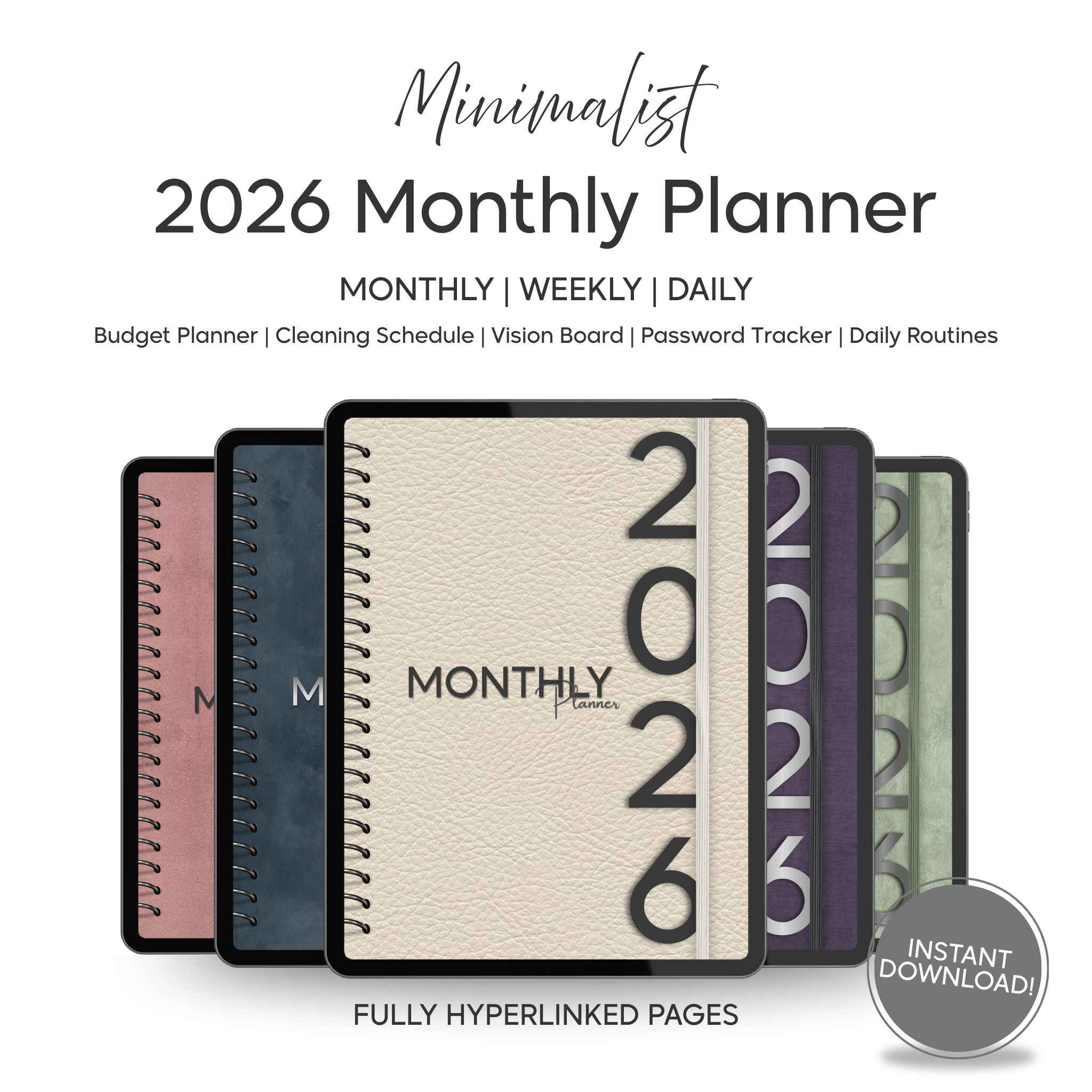 Monthly| Weekly| Daily Digital Planner (Single Month)