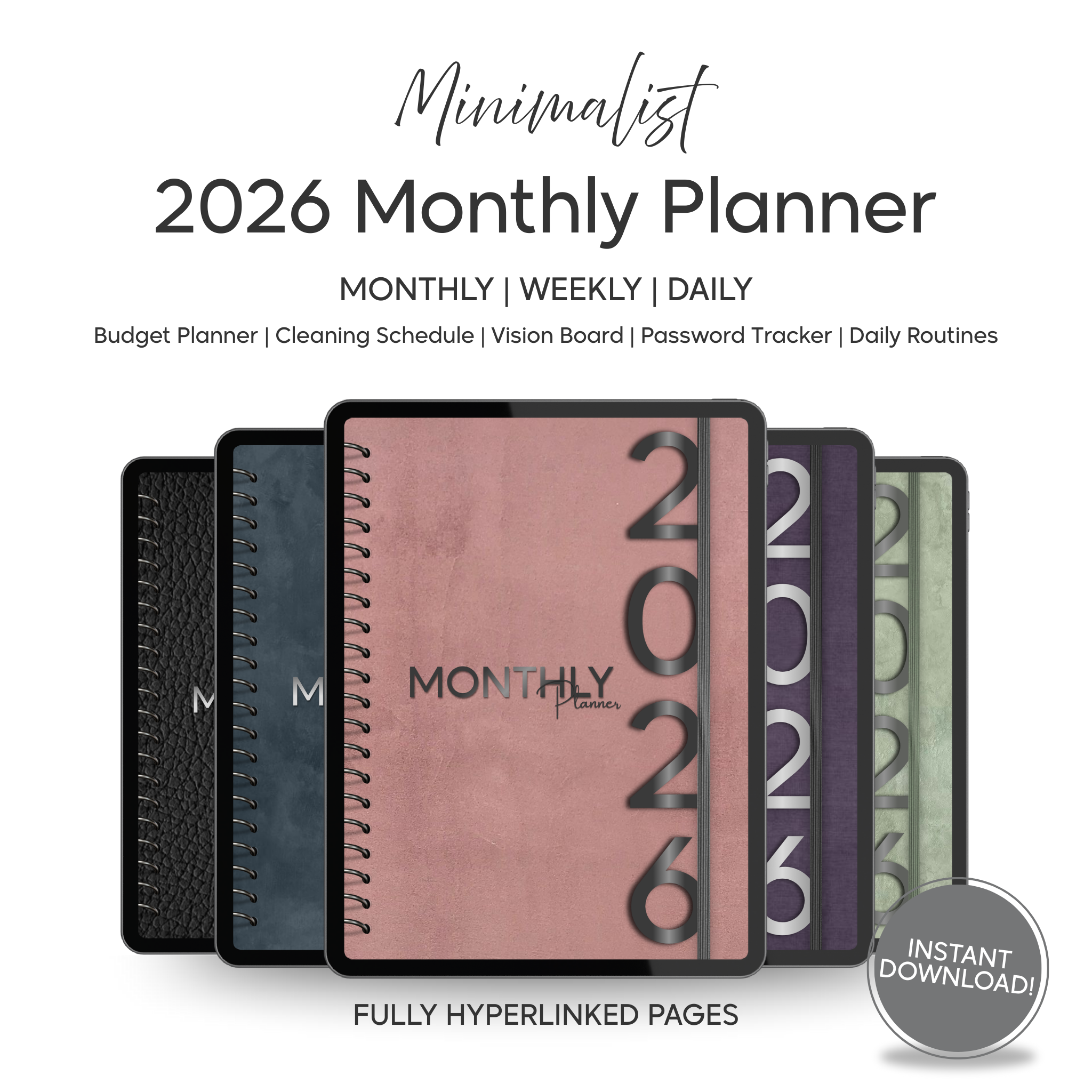 Monthly| Weekly| Daily Digital Planner (Single Month)