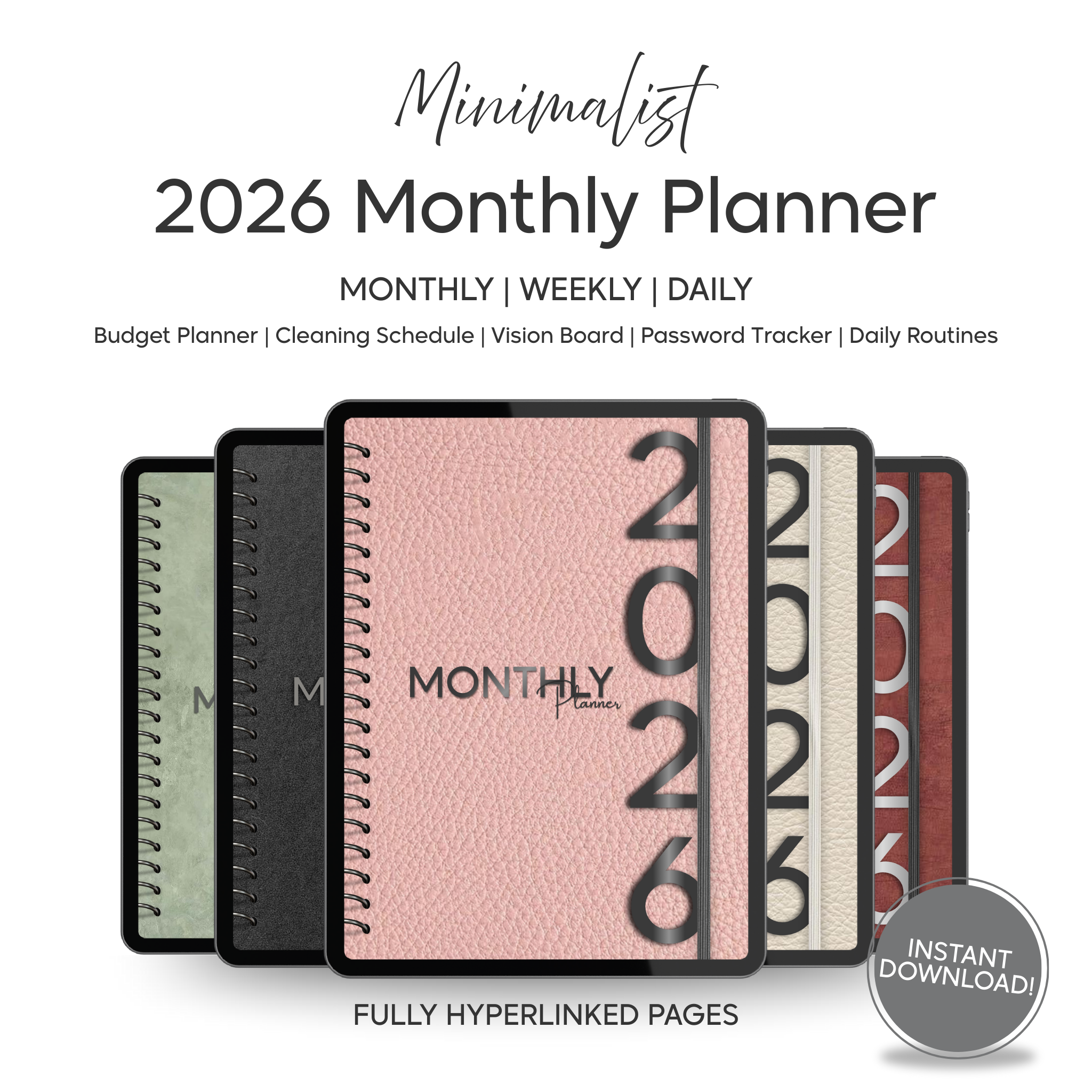 Monthly| Weekly| Daily Digital Planner (Single Month)
