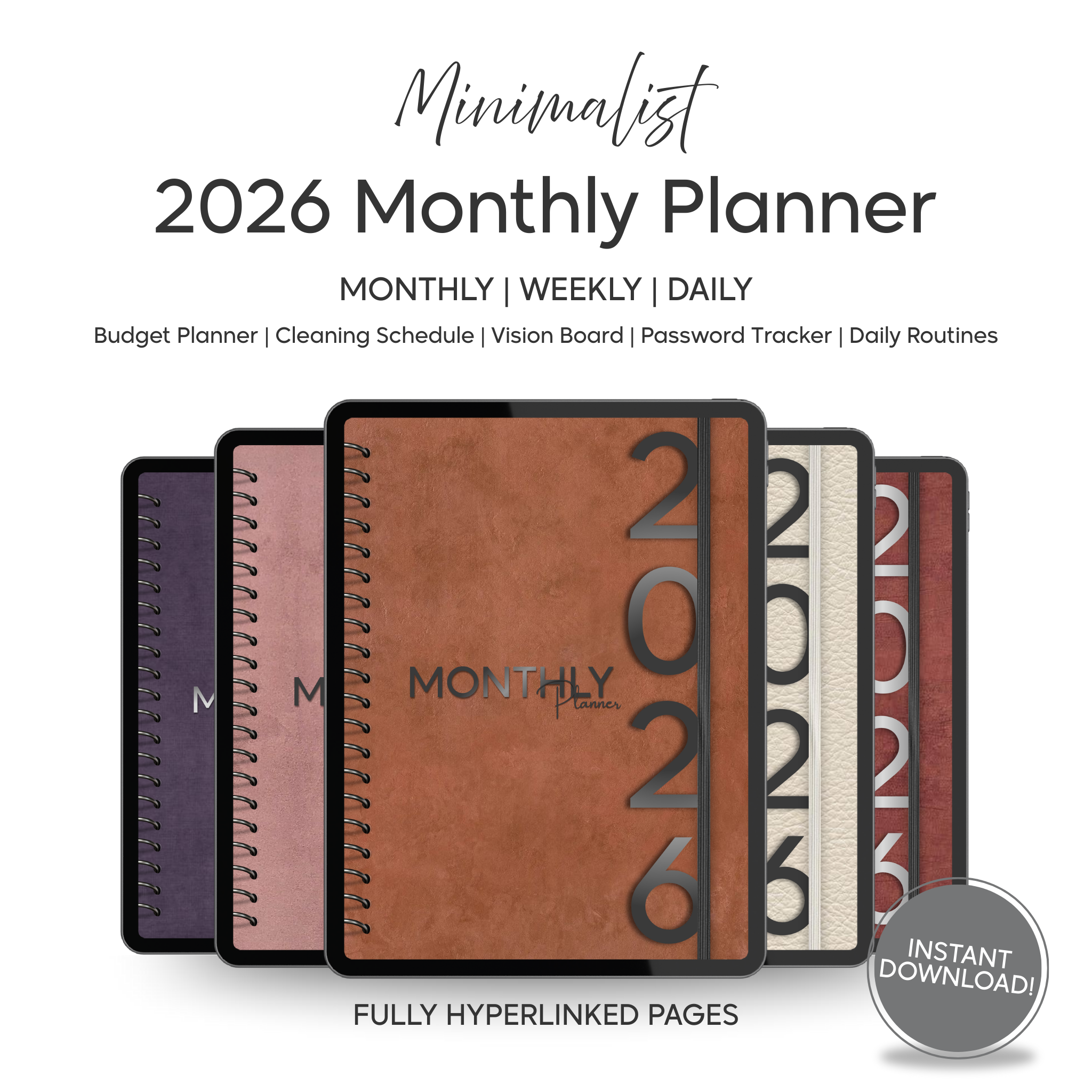 Monthly| Weekly| Daily Digital Planner (Single Month)
