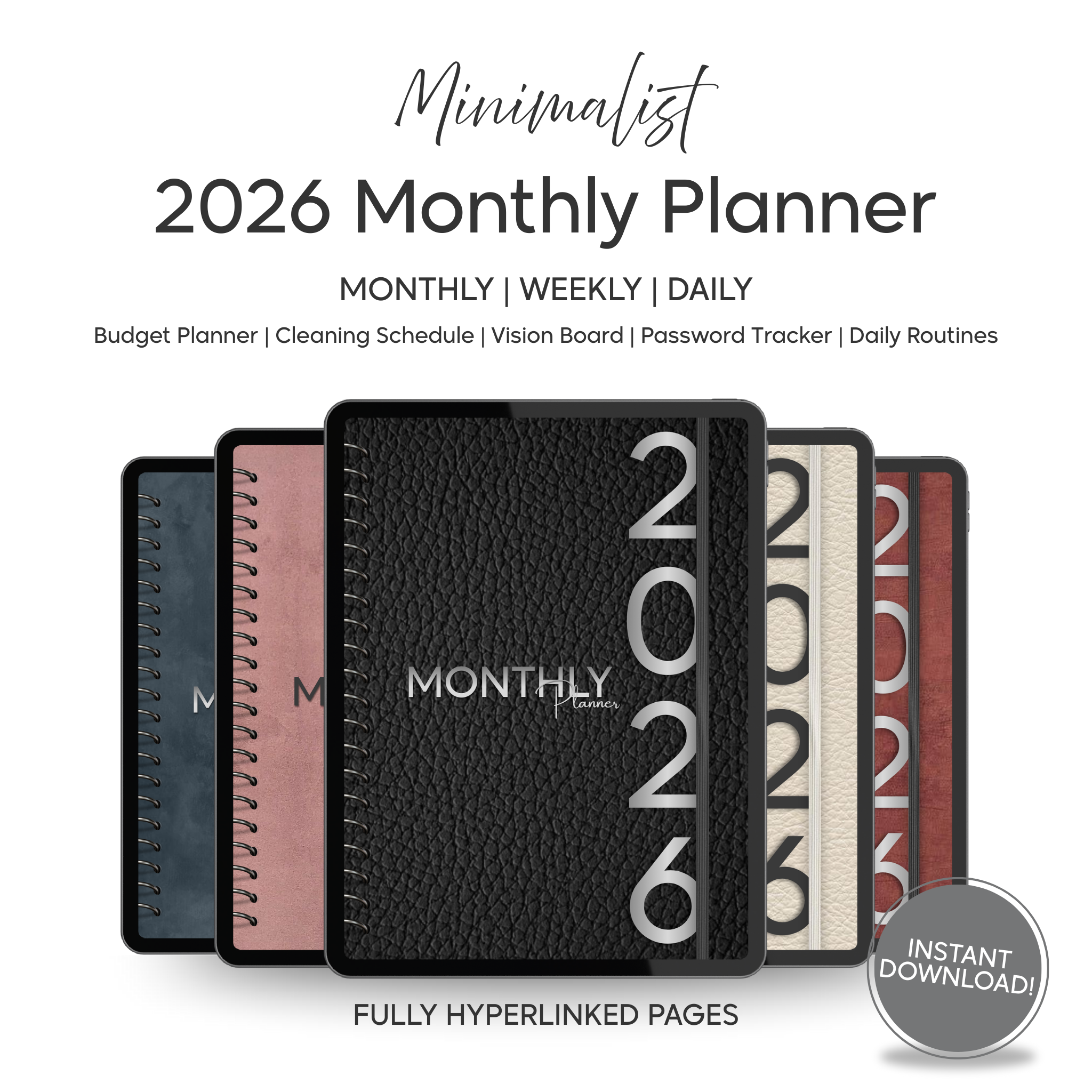 Monthly| Weekly| Daily Digital Planner (Single Month)