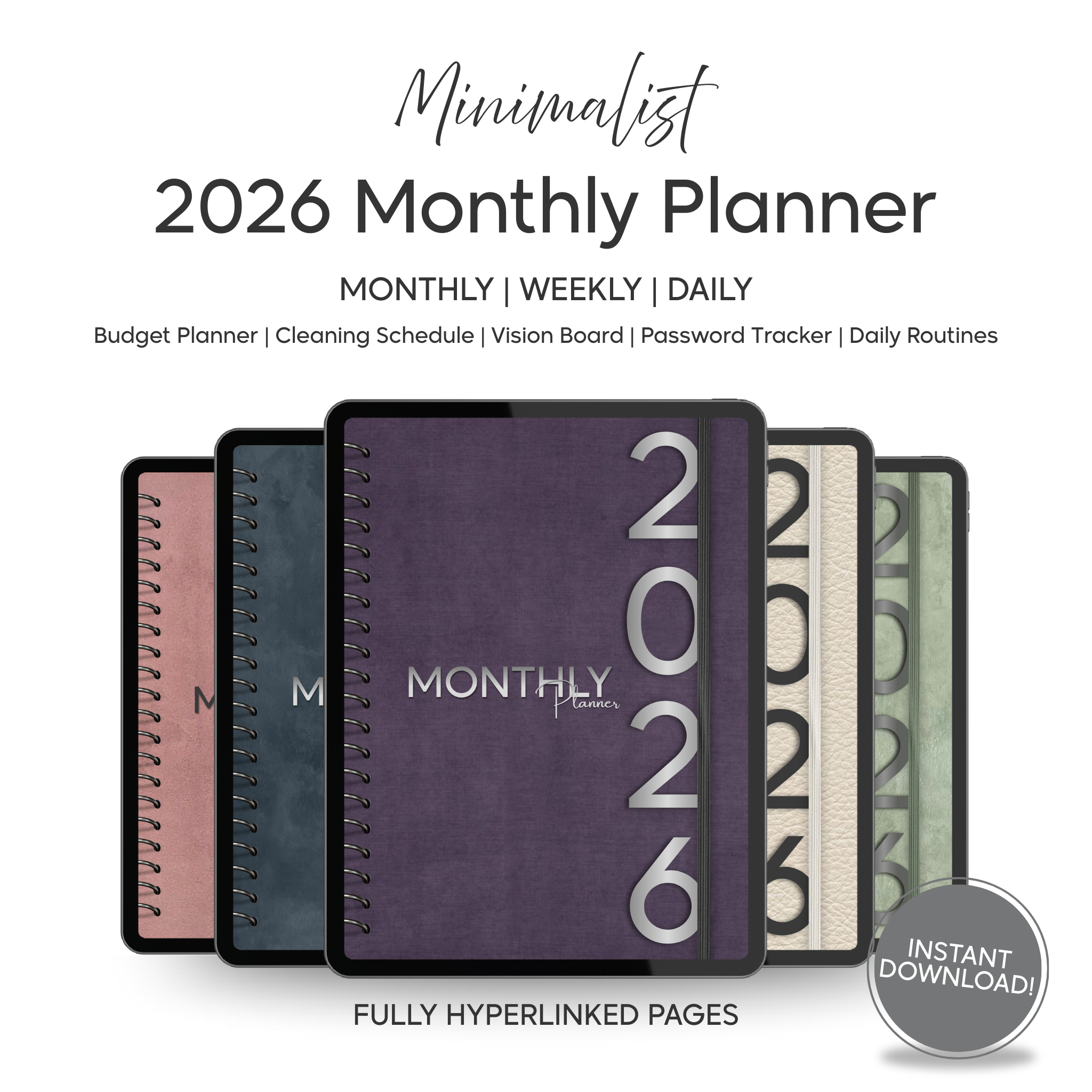 Monthly| Weekly| Daily Digital Planner (Single Month)