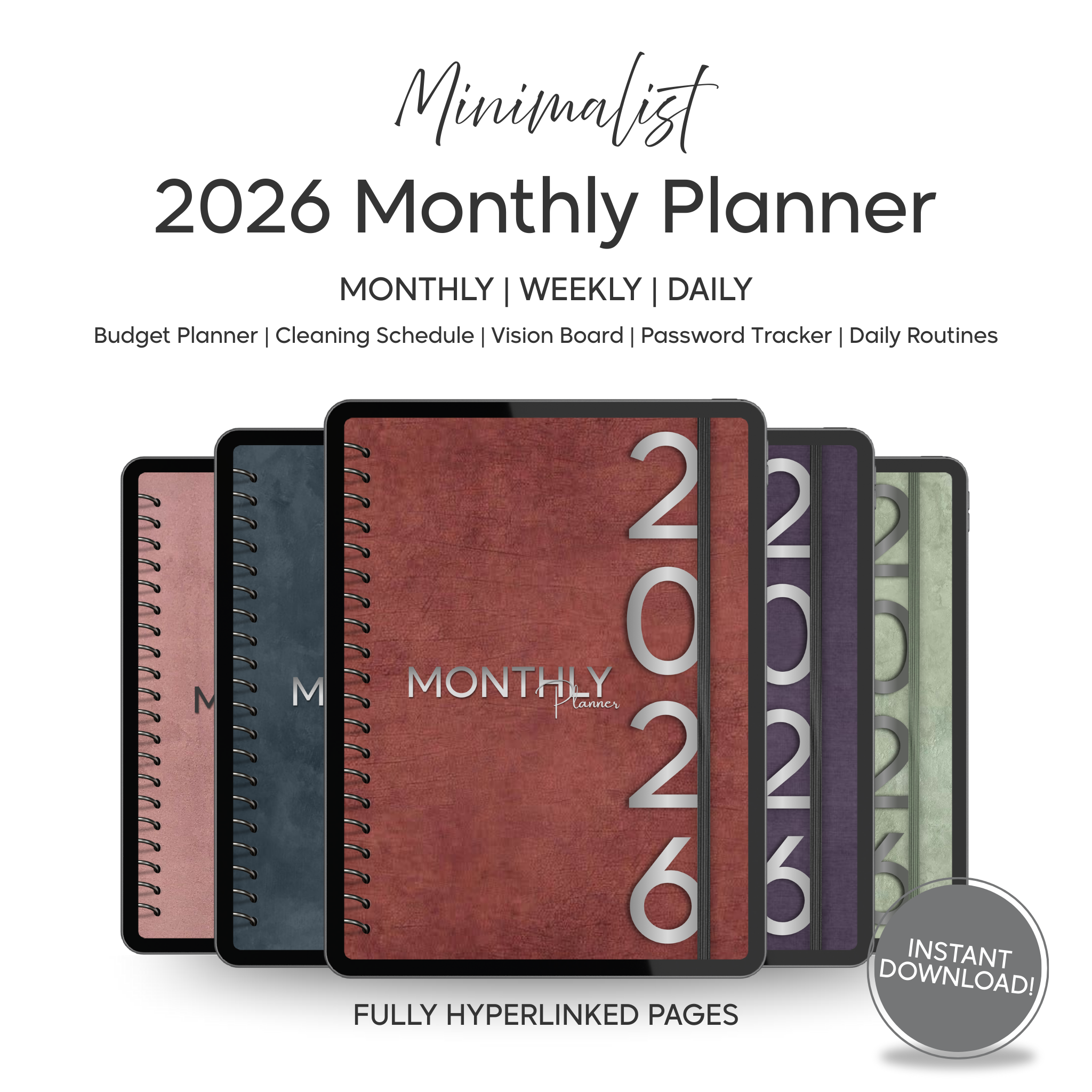 Monthly| Weekly| Daily Digital Planner (Single Month)
